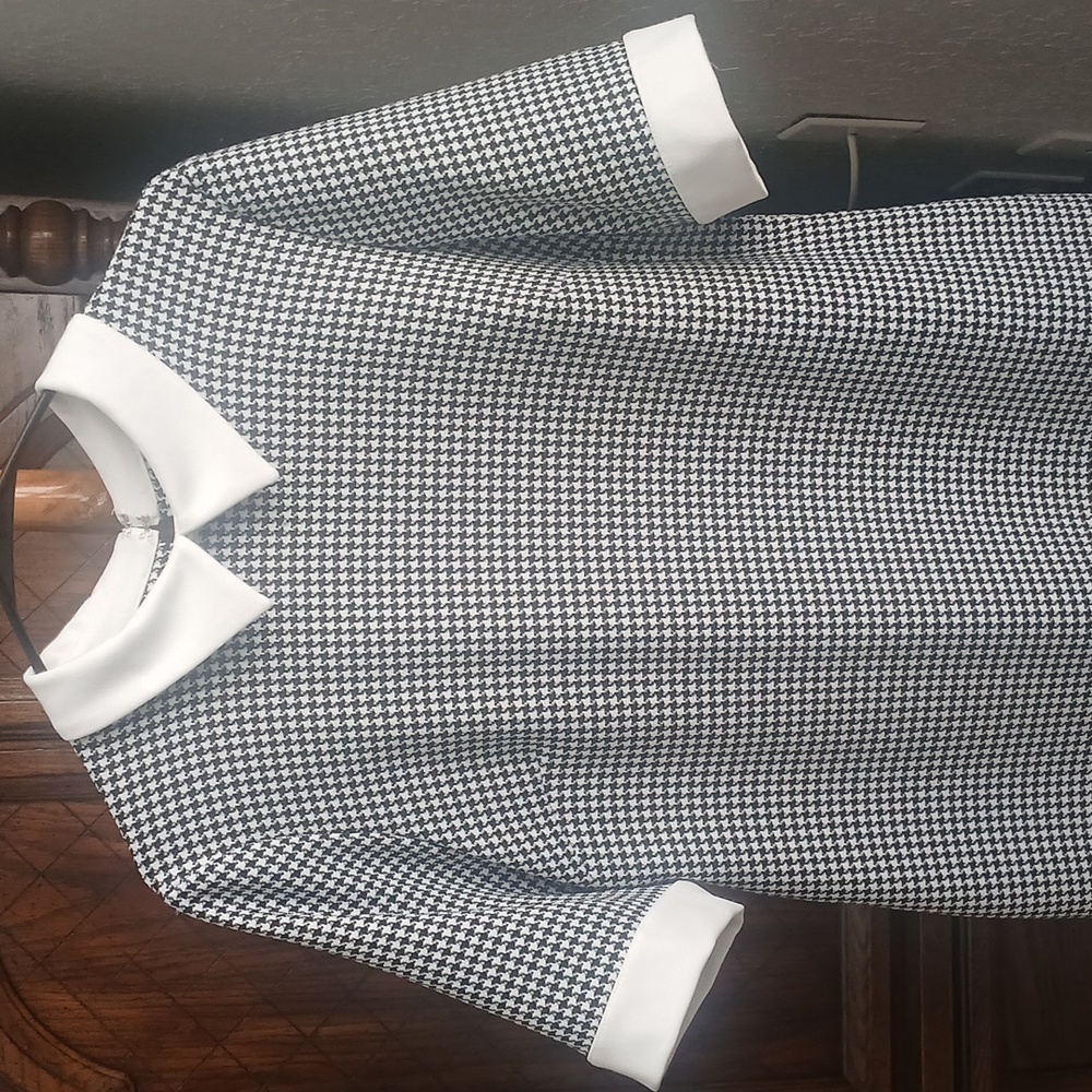 Shelby & Palmer Womens Size 16 Houndstooth Collared Midi Dress - Picture 2 of 9